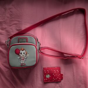 Loungefly Gray and Red Crossbody Bag
